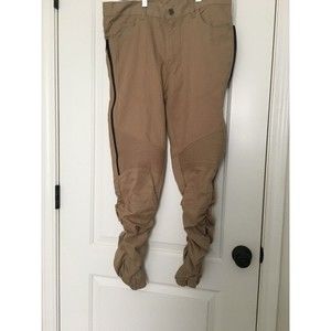 LR Scoop Men's Casual Jogger Pants Ruched Leg Size Medium Dark Khaki Bla…